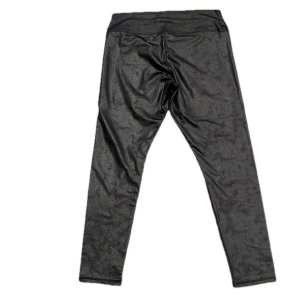 Dex L lightweight black faux leather slim fit leggings with a hint of pattern - Picture 2 of 6